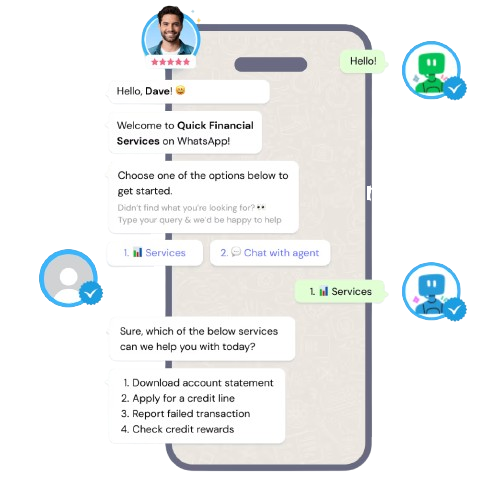 WhatsApp chatbot phone preview