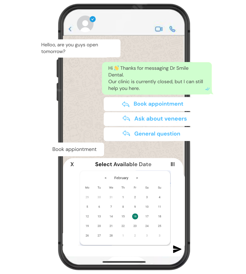 After-hours dental booking chatbot example